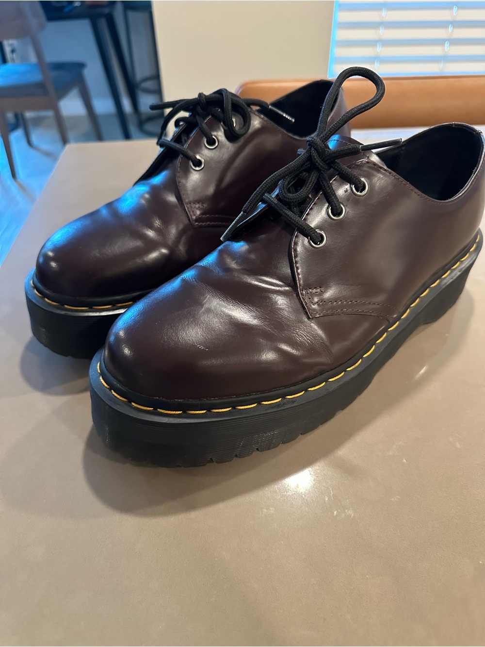 Dr. Marten’s Men's Platform Lace-Up Oxfords in Dark Brown / Burgundy Size 12